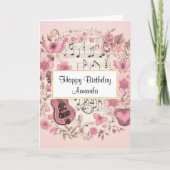 Musical Notes and Flowers  Stijl Verjaardag Kaart (Voorkant)