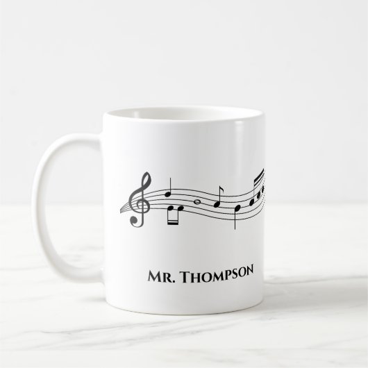 Musical Notes Band of Choir Teacher Custom Music Koffiemok (Links)