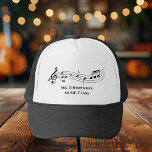 Musical Notes Band of Choir Teacher Custom Music Trucker Pet<br><div class="desc">Een cool pet voor muziekleraren met een muzikale staf met notities. Bestel dit gepersonaliseerde pet cadeau voor een musicus,  componist,  band of orkestdirigent,  of koordirigent en pas aan met een naam of andere tekst.</div>