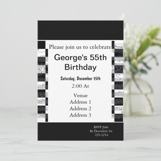 Musical Notes Birthday Kaart (Staand voorkant)