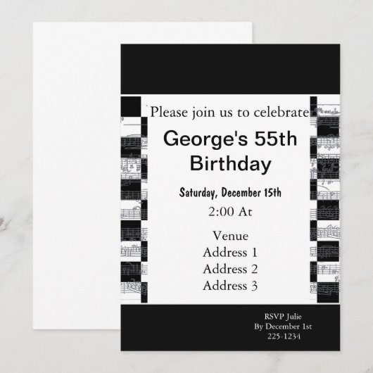 Musical Notes Birthday Kaart (Voorkant / Achterkant)