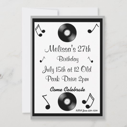 Musical Notes Birthday Uitnodigingen (Achterkant)