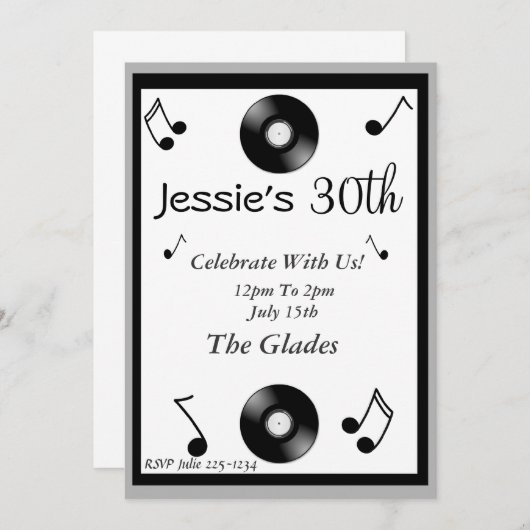 Musical Notes Birthday Uitnodigingen (Voorkant / Achterkant)