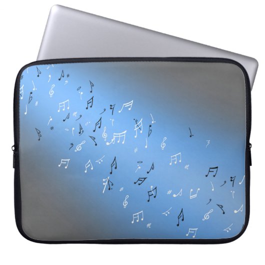 Musical Notes Blue Moon Laptop Sleeve (Voorkant)