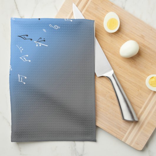 Musical Notes Blue Moon Tea Towel Theedoek (Quarter Fold)