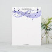 Musical Notes Blues Letterhead Briefhoofd Sjabloon (Staand voorkant)