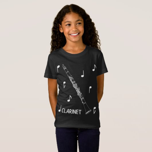 Musical Notes Clarinet T-shirt (Voorkant volledig)