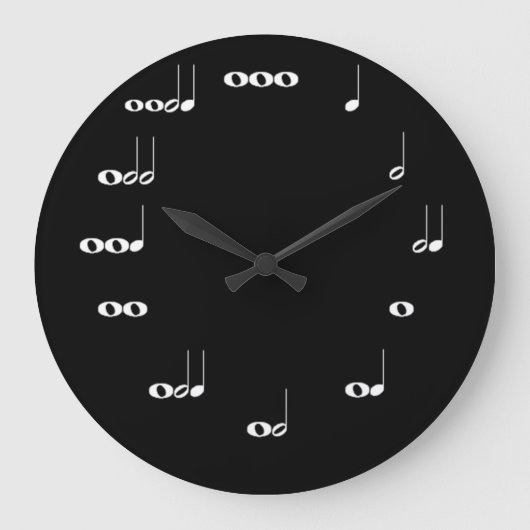 Musical Notes Clock Black Grote Klok (Voorkant)