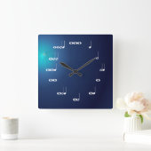 Musical Notes Clock Midnight Blue Vierkante Klok (Huis)