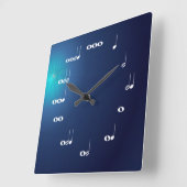 Musical Notes Clock Midnight Blue Vierkante Klok (Hoek)