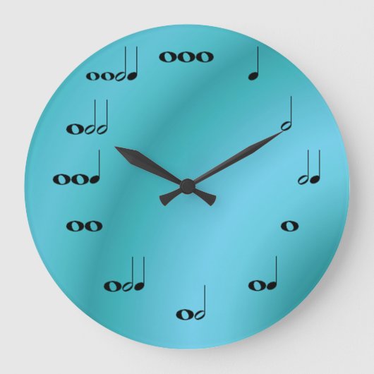 Musical Notes Clock op dark Blue Grote Klok (Voorkant)