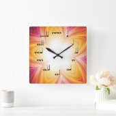 Musical Notes Clock Star Burst Orange Vierkante Klok (Huis)