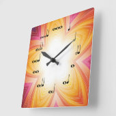 Musical Notes Clock Star Burst Orange Vierkante Klok (Hoek)