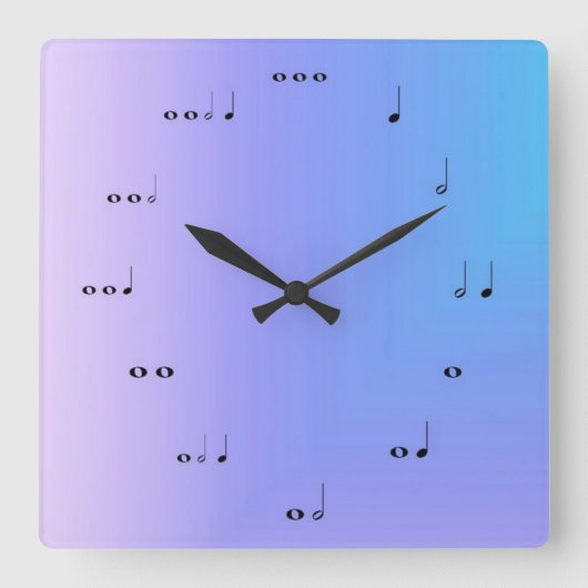 Musical Notes Clock Vierkante Klok (Voorkant)