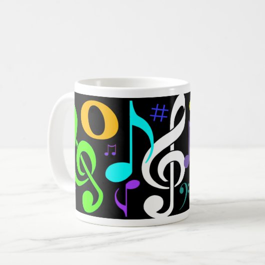 Musical Notes Coffee Mok (Voorkant links)