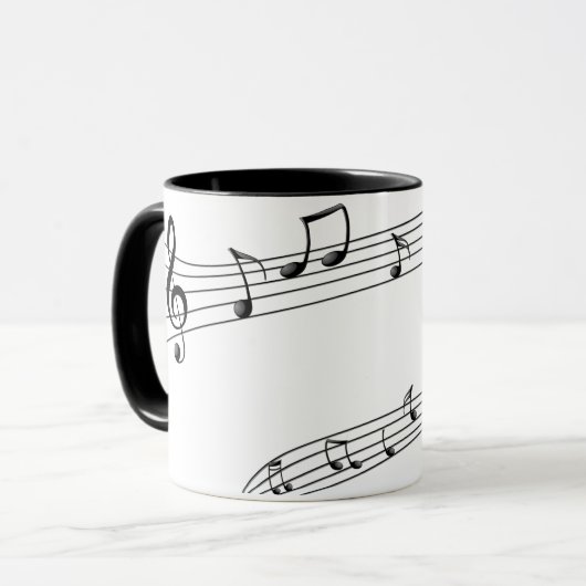 Musical Notes Coffee Mok met Monogram (Voorkant links)
