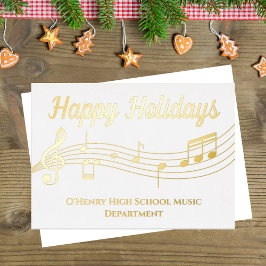 Musical Notes Custom Music Teacher Gold Foil Kaart