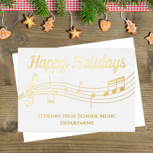 Musical Notes Custom Music Teacher Gold Foil Kaart