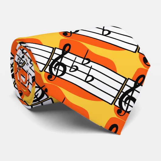 Musical Notes Design Mans Necktie Stropdas (Opgerold)