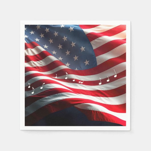Musical Notes Floating On an American Flag Servet (Voorkant)