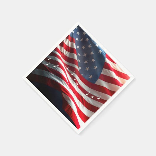 Musical Notes Floating On an American Flag Servet (Hoek)