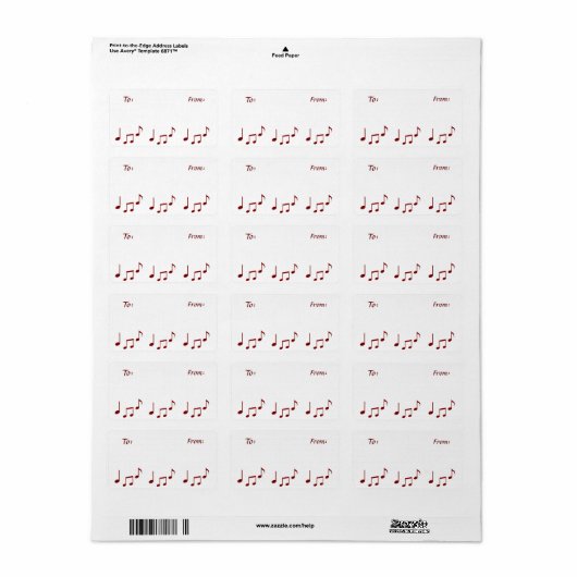 Musical Notes Gift Sticker Label (Full Sheet)