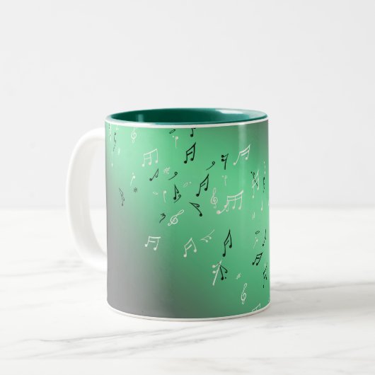 Musical Notes Green Moon Tweekleurige Koffiemok (Voorkant links)