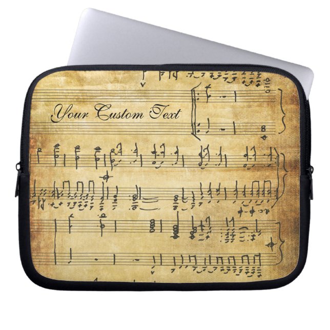 Musical Notes  Grunge Parchment Laptop Sleeve (Voorkant)