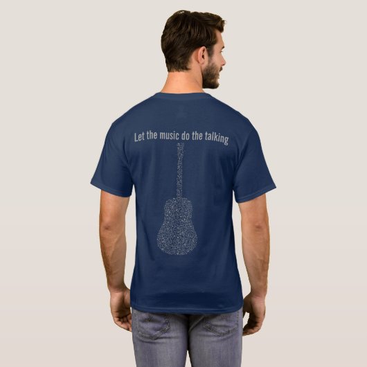 Musical Notes Guitar laat de muziek het woord voer T-shirt (Achterkant volledig)