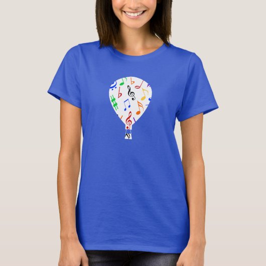 Musical Notes Hot Air Balloon T-Shirt - Women's (Voorkant)