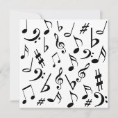Musical Notes Invitation Black White Kaart (Voorkant)