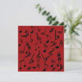 Musical Notes  Invitation Red & Black Kaart (Staand voorkant)