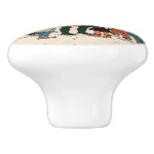 Musical Notes KerstCarolers Stars Village Keramische Knop (Zijkant)