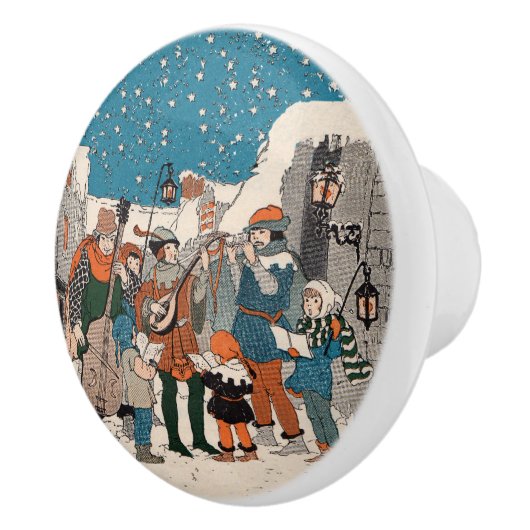 Musical Notes KerstCarolers Stars Village Keramische Knop (Rechts)