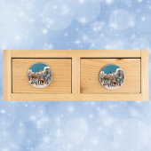 Musical Notes KerstCarolers Stars Village Keramische Knop