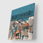 Musical Notes KerstCarolers Vierkante Klok (Hoek)