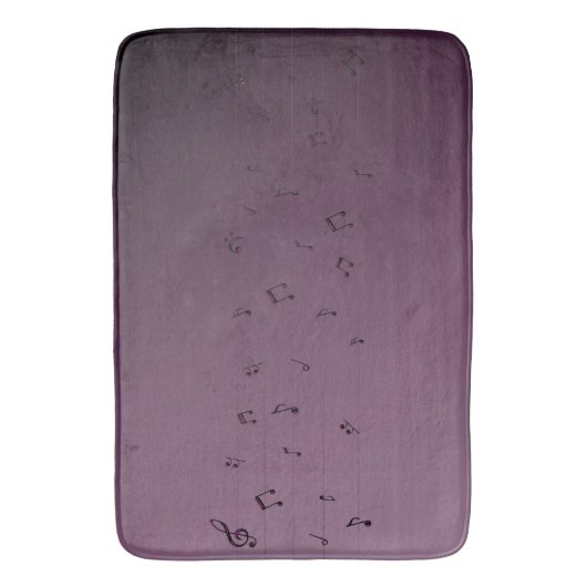 Musical Notes Mauve Bath Mat (Voorkant Verticaal)