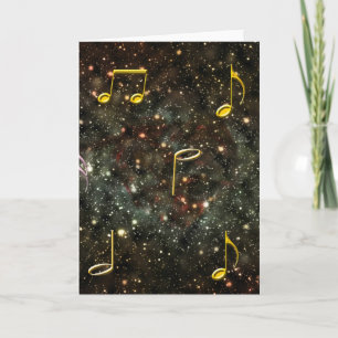 Musical Notes Melody Starry Night Blank Notecard Kaart