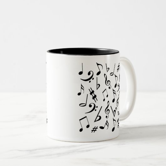 Musical Notes Mok - White en Black (Voorkant rechts)