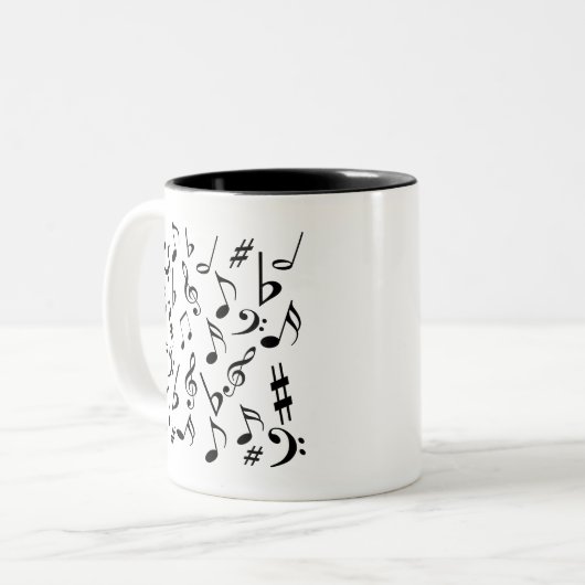 Musical Notes Mok - White en Black (Voorkant links)