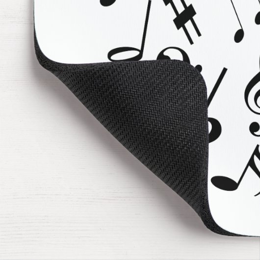 Musical Notes Mousepad - Black en White Muismat (Hoek)