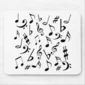 Musical Notes Mousepad - Black en White Muismat (Voorkant)
