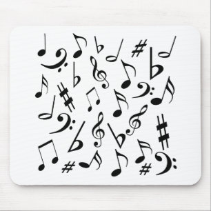 Musical Notes Mousepad - Black en White Muismat