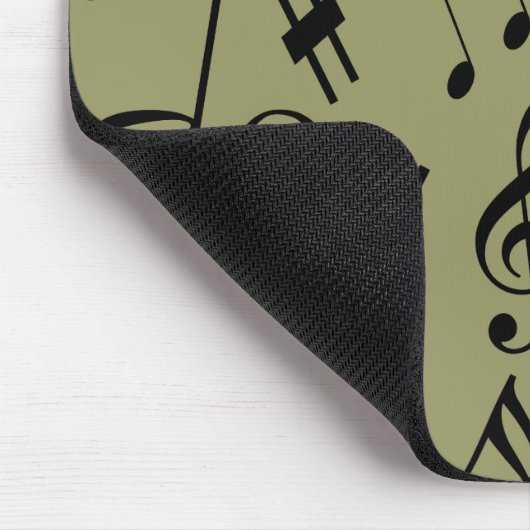 Musical Notes Mousepad - Bleek Olive Green Muismat (Hoek)