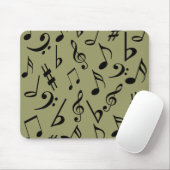 Musical Notes Mousepad - Bleek Olive Green Muismat (Met muis)