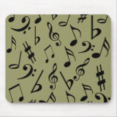 Musical Notes Mousepad - Bleek Olive Green Muismat (Voorkant)