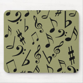 Musical Notes Mousepad - Bleek Olive Green Muismat