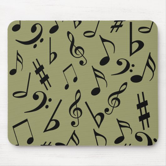 Musical Notes Mousepad - Bleek Olive Green Muismat (Voorkant)
