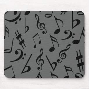 Musical Notes Mousepad - Silver Muismat