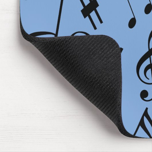 Musical Notes Mousepad - Sky Blue en Black Muismat (Hoek)